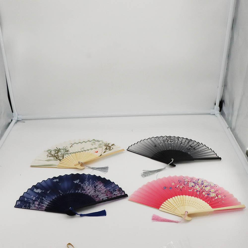 Bamboo Silk Art Craft Photo Prop Tool Folding Fan Hand Held Flower Fan Dance Hand Held Silk Fan