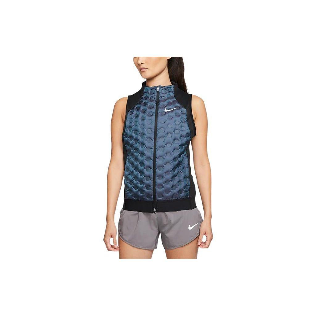 Nike Logo Zip-Up Stand Collar Vest Women Vest Blue BV3852-464