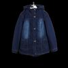Home Autumn and Winter Foreign Trade European and American Plus Size Plus Size Women Clothes Hooded Fleece-lined Thickened Denim Coat Mid-Length