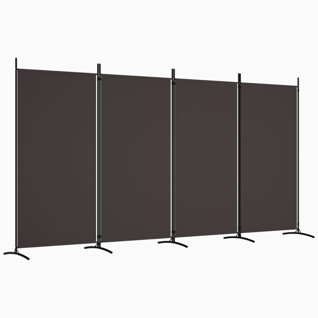 4 Piece Brown Folding Screen 346 X 180 Cm Fabric