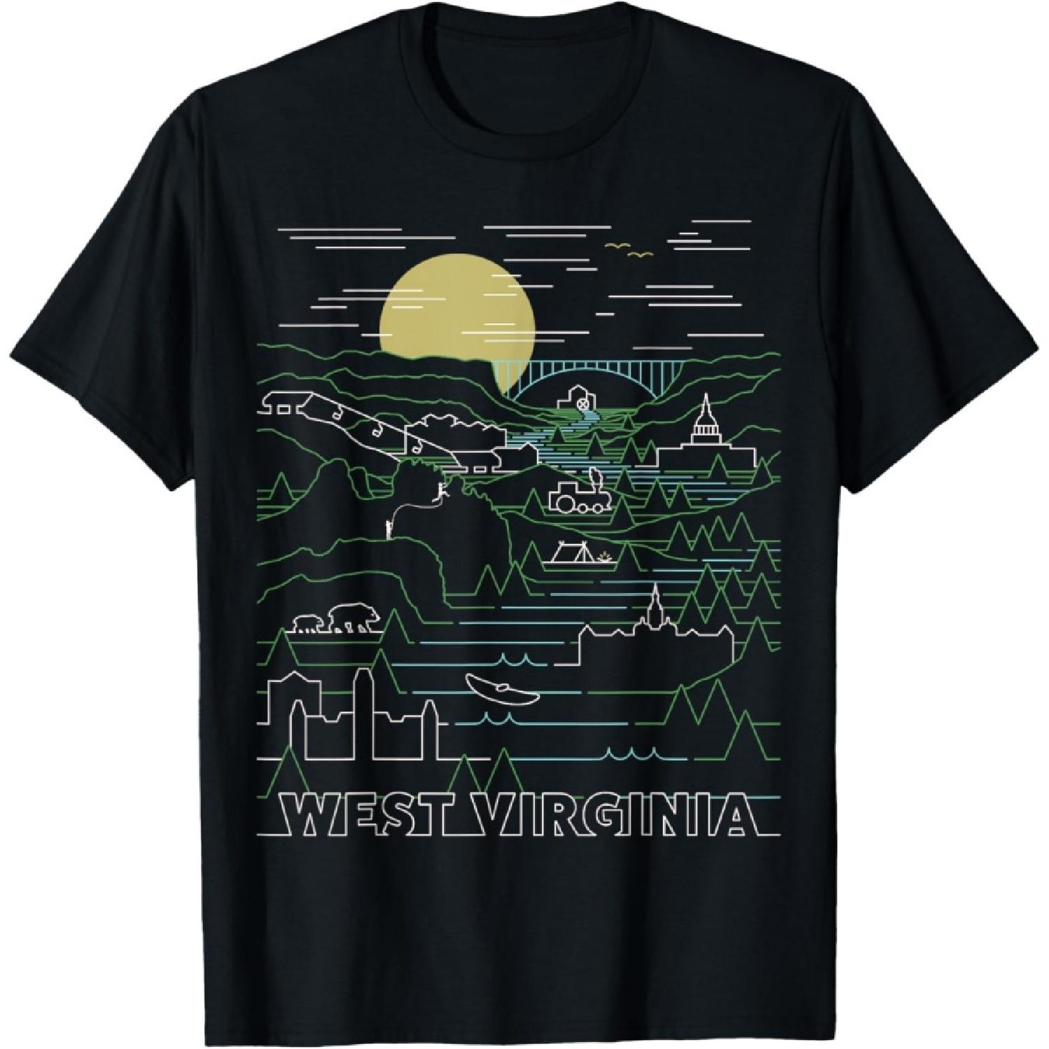 Vintage Retro West Virginia Seneca Rocks New River Gorge WV T-Shirt S
