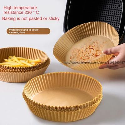 50 Pièces Papier Jetable Antiadhésif pour Friteuse à Air Cuisson Rond Accessoires de Cuisine pour Friteuse à Air/ Papier de Cuisson de Qualité Alimentaire Anti-Huile