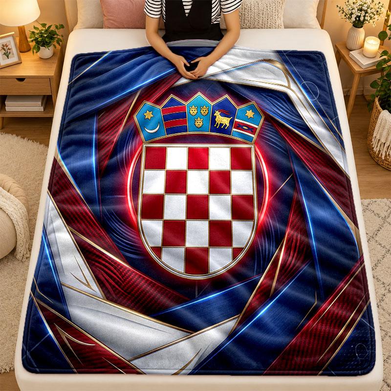 Flannel BlanketCroatia Football Warm Soft Throw Blanket for Indoor Sofa Bed Living Room Use