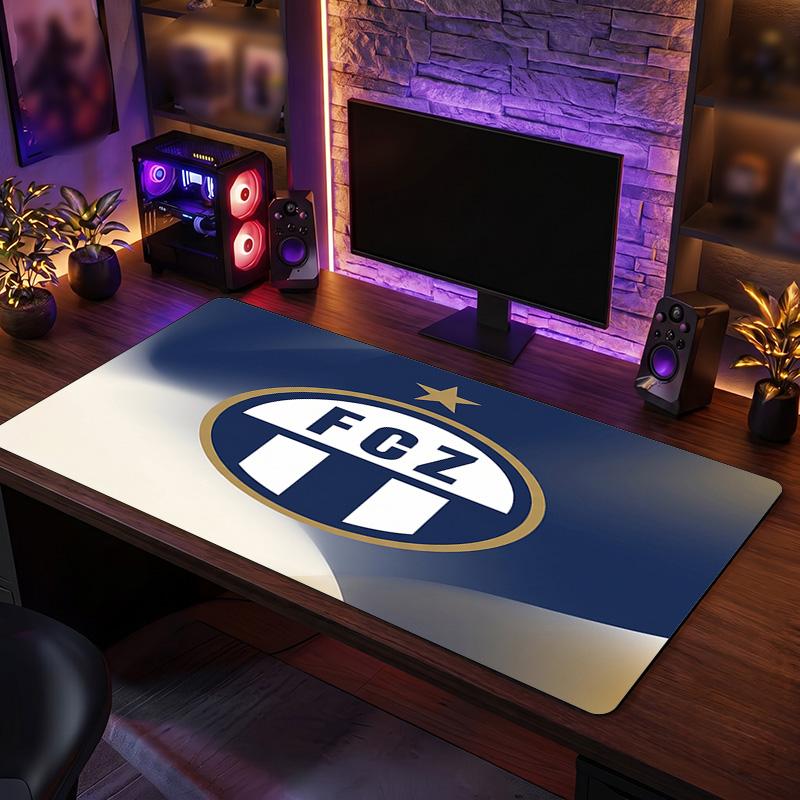 FC Zürich Theme Pattern Mouse Pad, Soccer Logo Design XXL Gaming Desk Mat Non-Slip Computer Mouse Pad