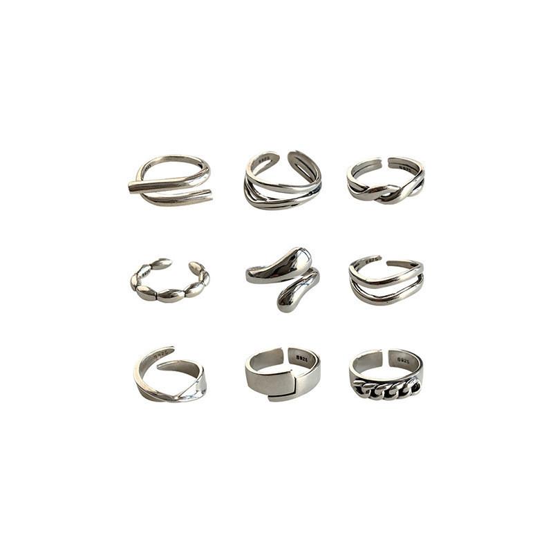 Minimalist Unique Womens Silver Ring With Elegant Geometric Shape Adjustable Size