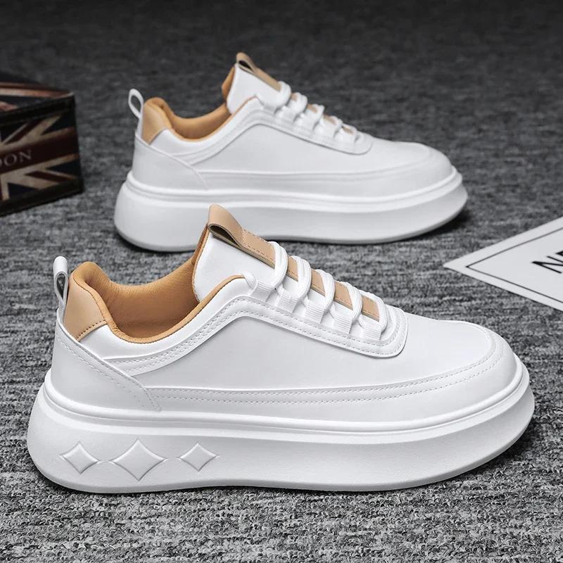 White Men Skateboarding Shoes Outdoor Running Sneakers Platform Casual Shoes Breathable Mens Sports Shoes Light Walking Shoes