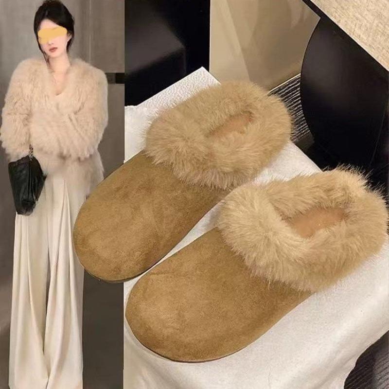 A New Style of Women's Shoes, A Fleece and Warm Flip-top Half-slipper