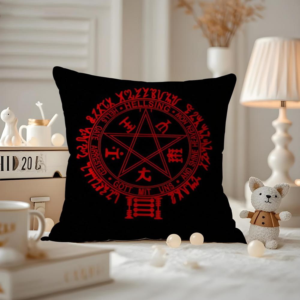 Anime C-Castlevania Cushion Cover Anti-dustmite Pillowcase Invisible Zipper Silky Short Plush Sofa Cushion Cover