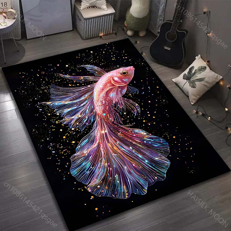 Shining Flying Fish Printed Carpet for Bedroom Living Room Bedside Sofa Floor Mat Modern Home Decor Area Rug Luxury Gift