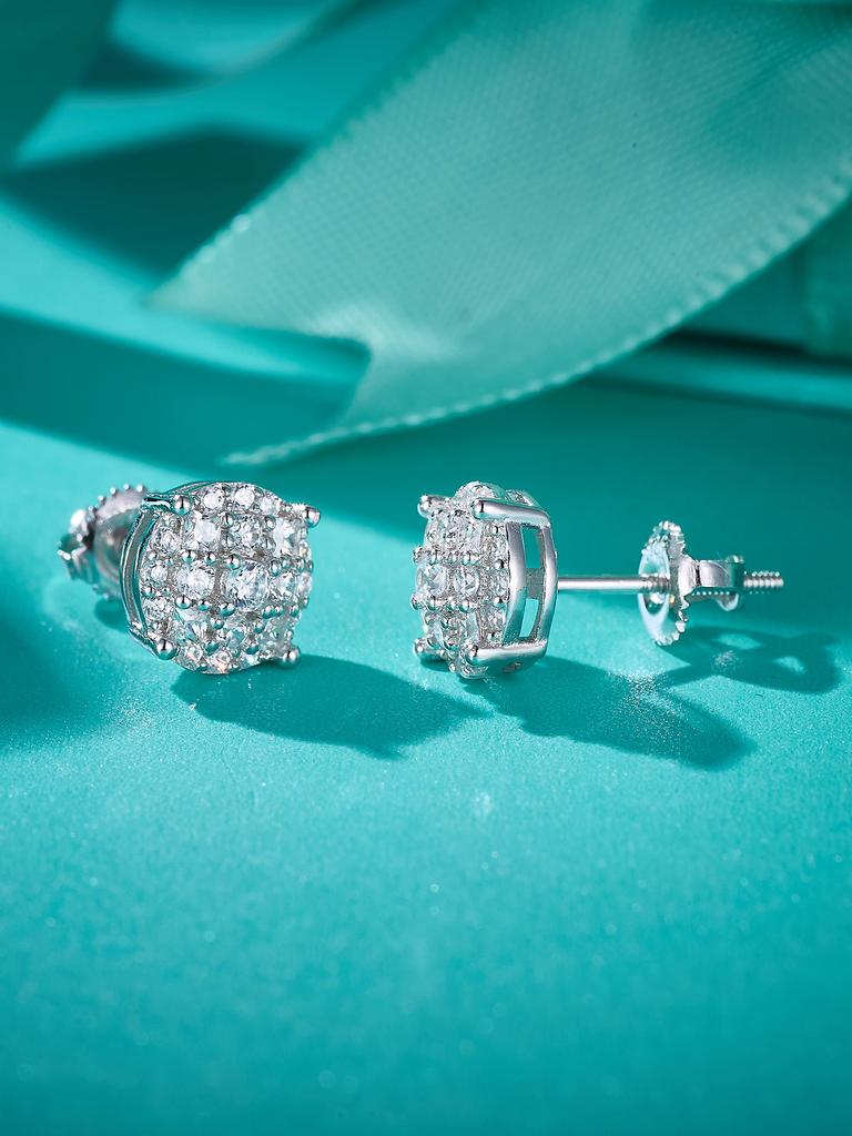 925 Sterling Silver VVS Moissanite Earring Round Fine Jewelry Weddings Birthdays S925 Silver Stud Earrings