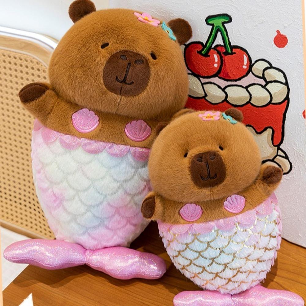 Simulation Mermaid Capybara Plush Cartoon Capibara Fluffty Doll Capybara Plush Toy Home Decor