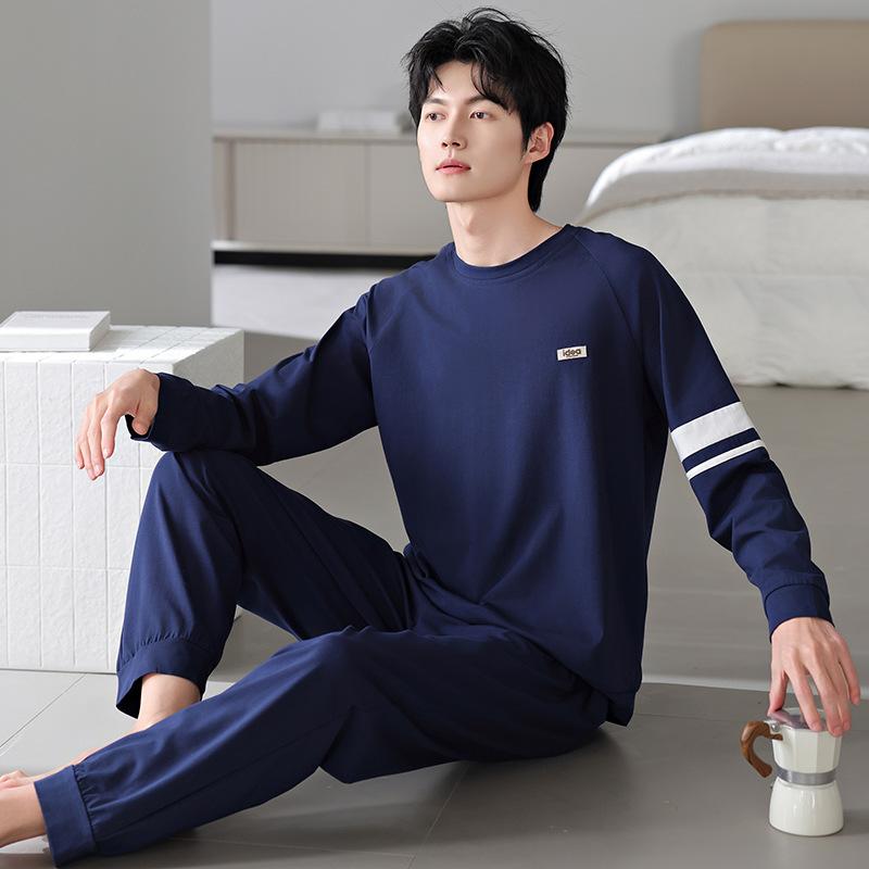 Pajamas Men'S Spring And Autumn Autumn Cotton Long Sleeve Loungewear Men'S Cotton Thin Casual Outfit
