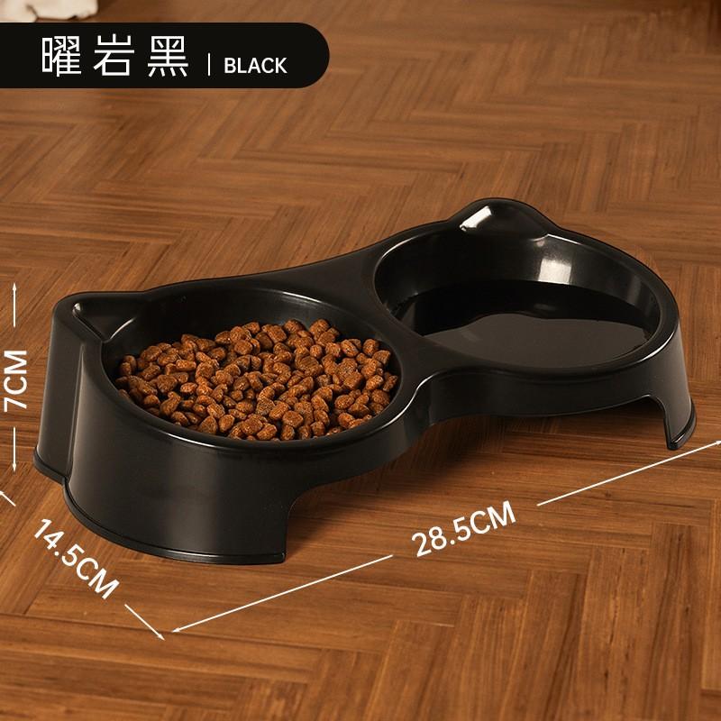 Ceramic Dual Bowl Cats Elevated Slanted Design Prevent Neck Strain Food Water Feeder Non-Spill