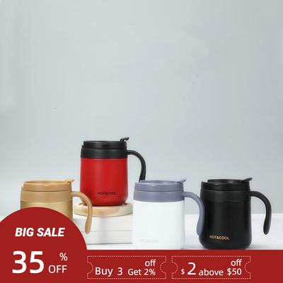 304 Edelstahl Thermosbecher, Büro Vakuumbecher mit Henkeldeckel, Thermosbecher Isoliert für Tee und Kaffee, 350 ml, 500 ml