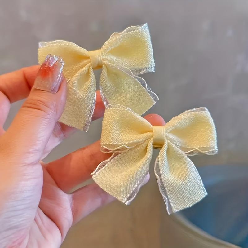 2 Packs of Bow Hairpins Solid Color Cute Lace Bow Versatile Headgear