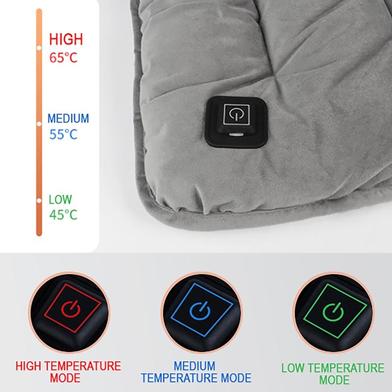 Car Heated Seat Cushion Graphene Winter Plush Seat Cushion 12V Car Universal USB Electric Heating Single-chip Pad Accessories