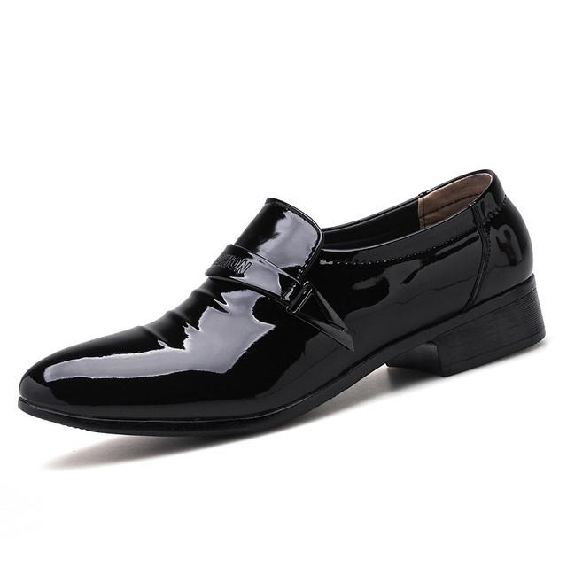 See Men 'S Patent Leather Oxfords Fashion Design Black Party Buckle Business Shoes White Wedding Dress Shoes Plus Size38 -48