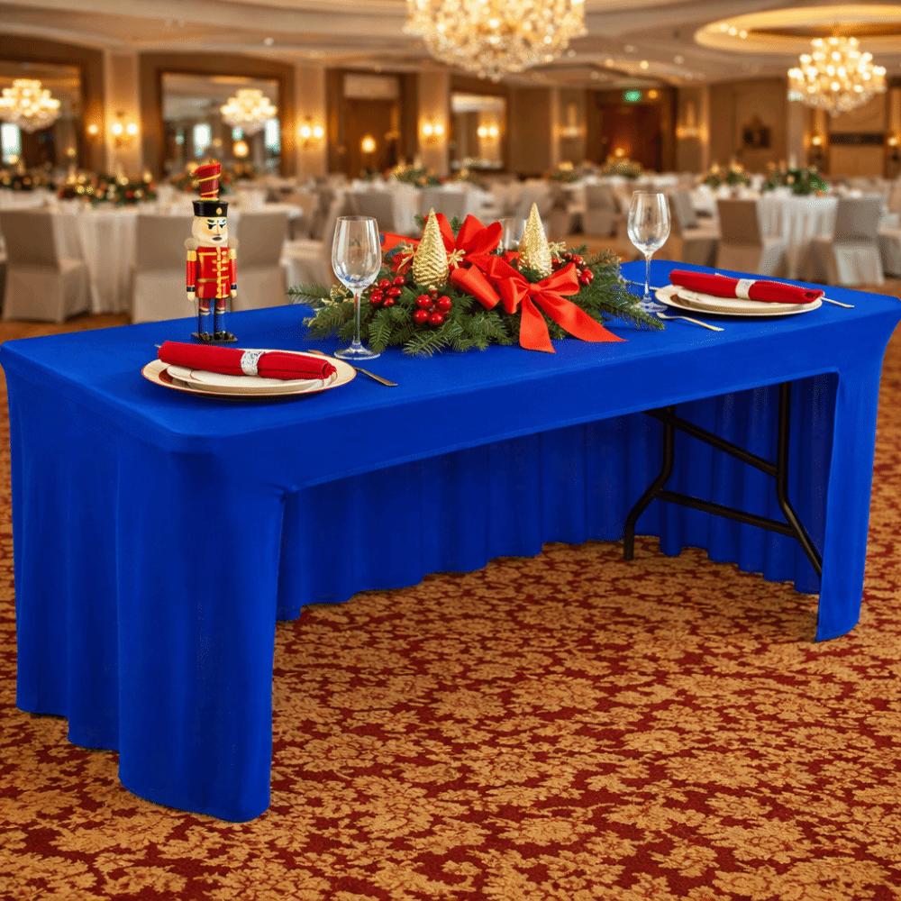 Simple Solid Color Spandex Stretch Tablecloth Rectangular Dustproof Table Cover Soft Washable Table Skirt Hotel