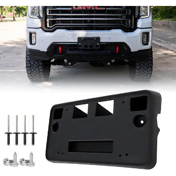 Front License Plate Frame for GMC Sierra 2500 HD 3500 HD 2020 2021 2022 2023 Front Bumper License Plate Holder Mounting Bracket Cover Replace#