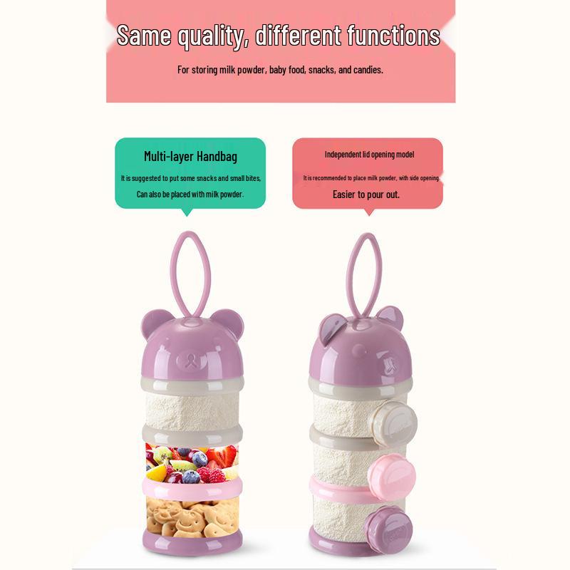 Portable Large-Capacity Baby Milk Powder Box - Airtight, Multilayered, Compartmentalized Storage