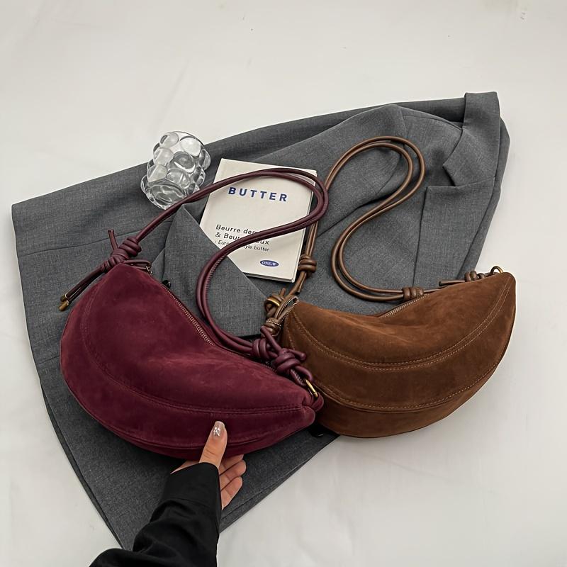Women'S Retro Underarm Dinner Satchel Plush Frosted Casual Crossbody Bag Creative Shoulder Dumpling Bag Adjustable Shoulder Strap Waterproof Handbag