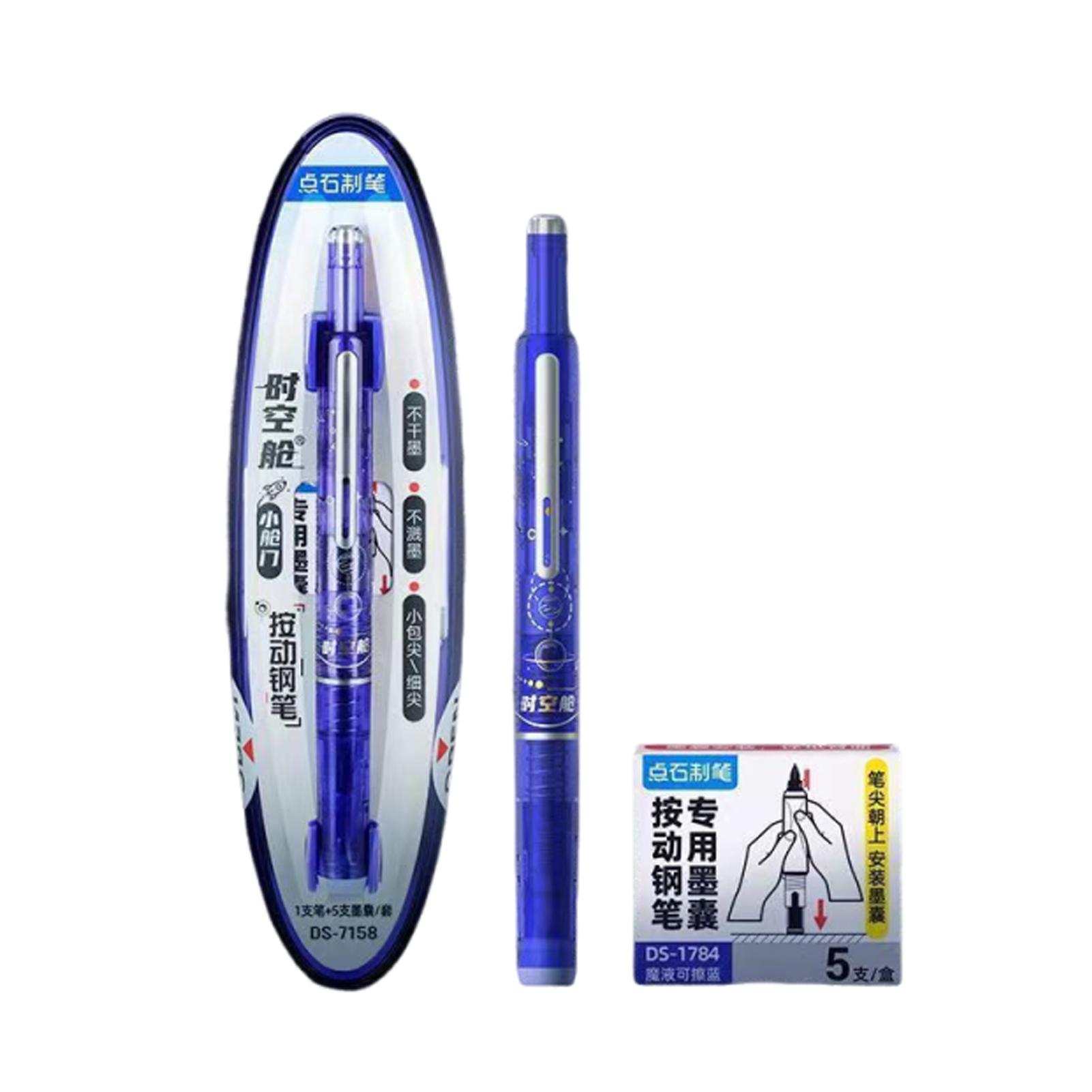 

Push-Type Retractable Fountain Pen Timeless Ds7158 Pilot Pen with Small Compartment Technology Inkless Writing Practice синій