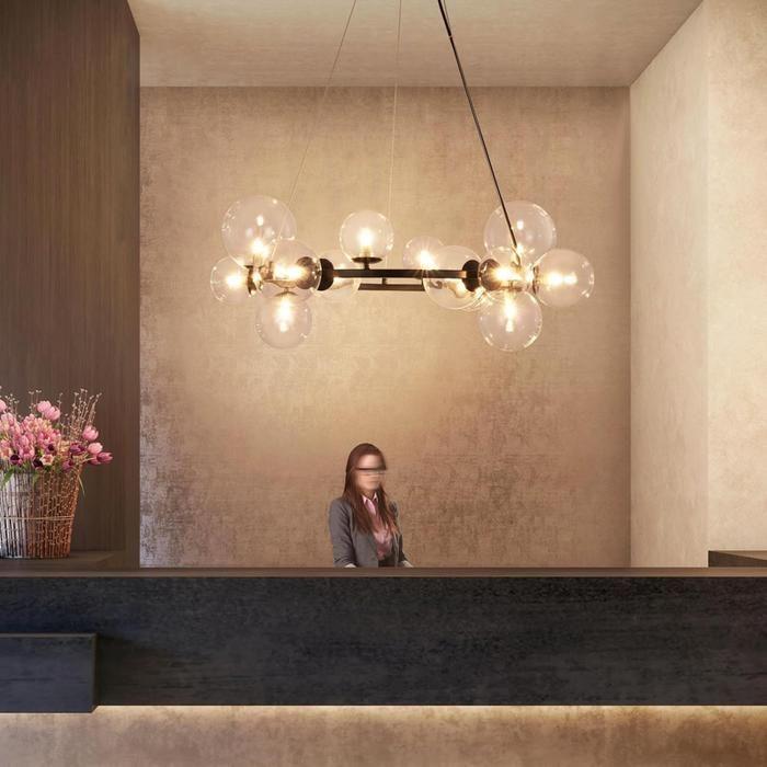 Pendant Lamp - NETTLIFE - G9 - 14 Bulbs - Black - Ø 80 Cm