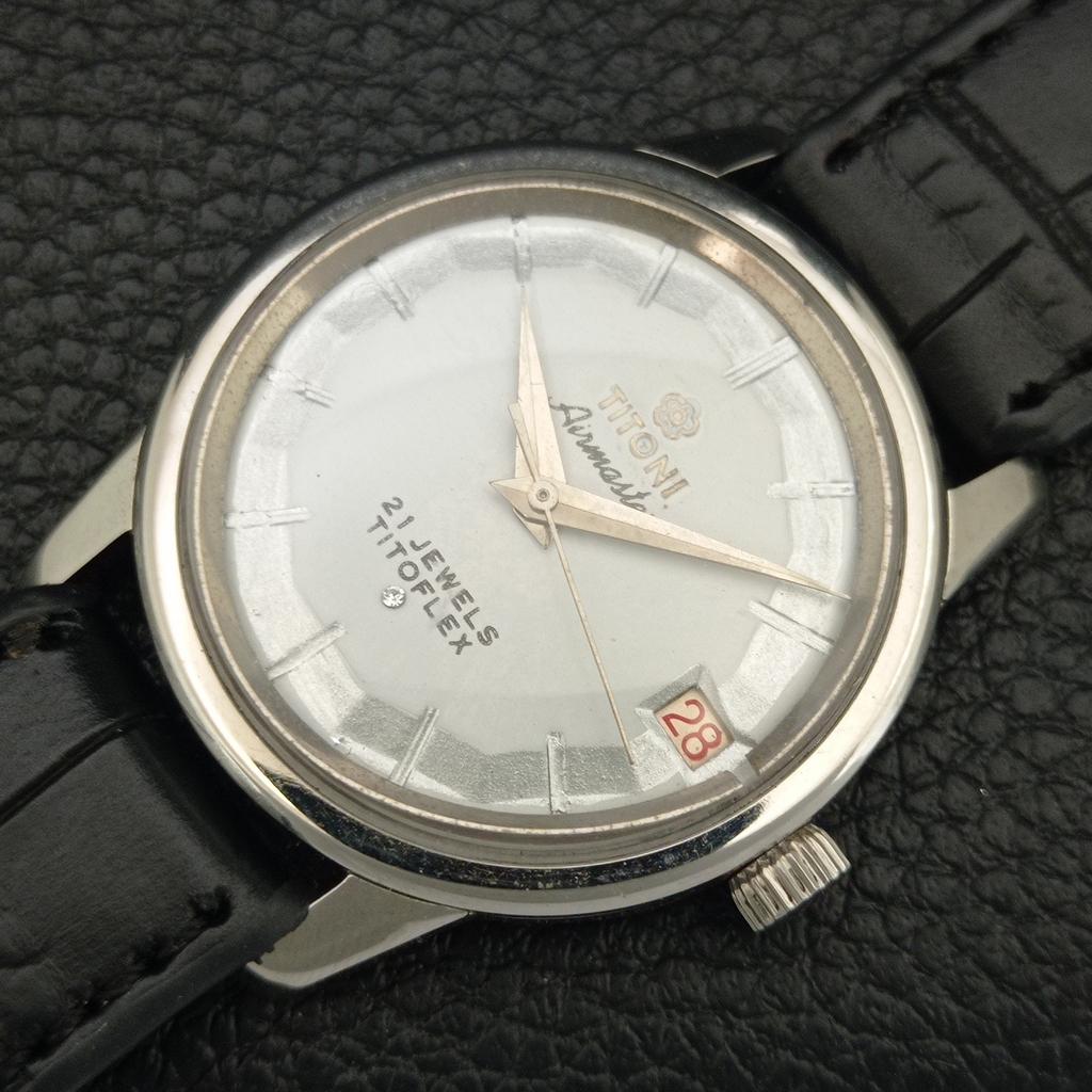 MONTRE HOMME SUISSE VINTAGE TITONI AIRMASTER TITOFLEX REMONTAGE MANUEL GRIS a703239-1