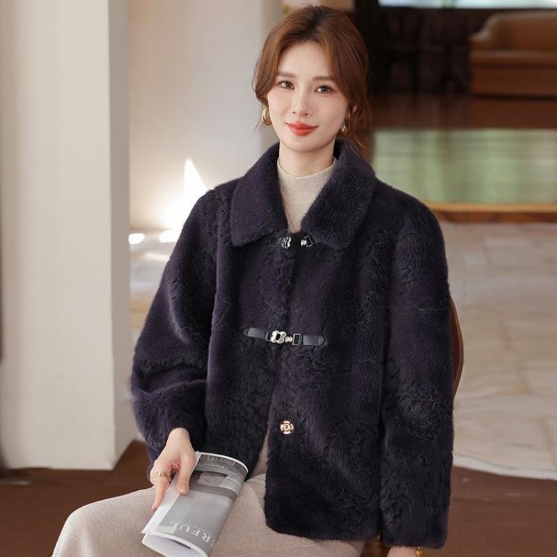 Fashion mother autumn and winter clothing fur integrated coat mother new middle-aged woman noble short mink velvet top
