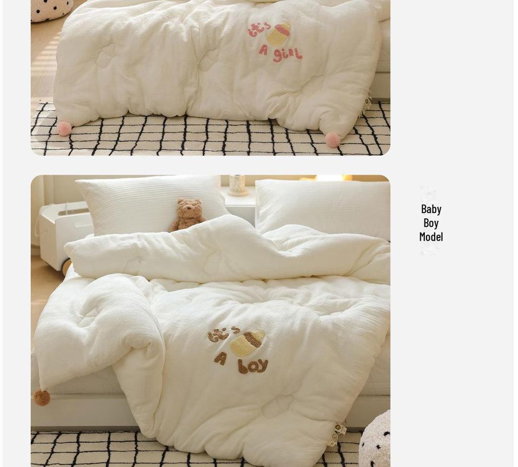 Class A Cotton Double-Layer Quilted Blanket for All Seasons - Lightweight Baby Quilt for Summer, Cozy for Spring/Autumn, Warm Winter Comforter