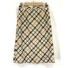 USED/Silk Check Skirt Below Knee Women’s 64-91 Beige Lining Cupra Japan