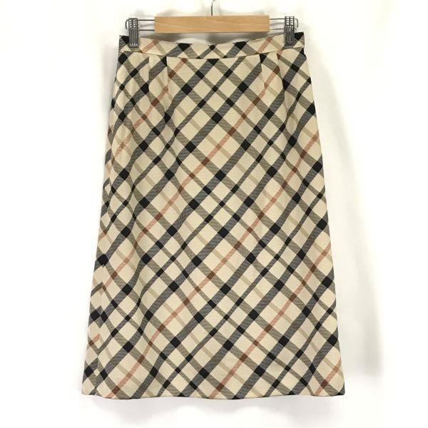 

USED/DAKS Silk Check Skirt Below Knee Women’s 64-91 Beige Lining Cupra Japan