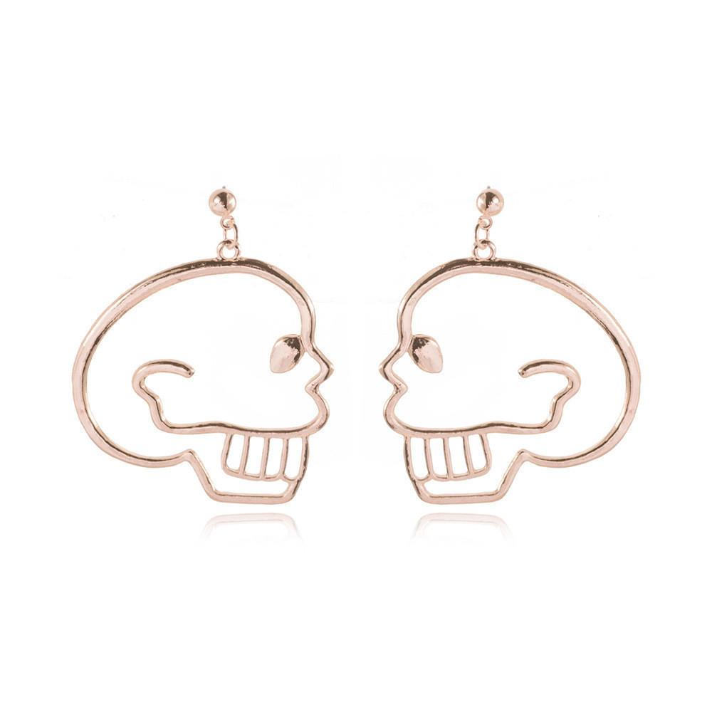 European Fashion American Trendy Hollow Skeleton Earrings Unique Simple Street Jewelry Style