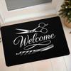 1pc Beauty Salon Welcome Theme Flannel Mat Hair Salon Entrance Anti-Slip Dust-Removing Foot Mat Home Entrance Door Mat
