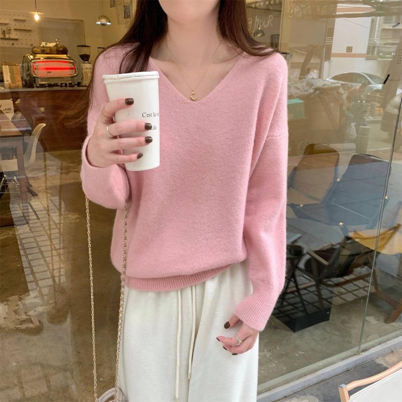 Chic Collar Knitted Bottoming Shirt Women's Spring Age-reducing Versatile Top Loose Soft Waxy Inner Sweater