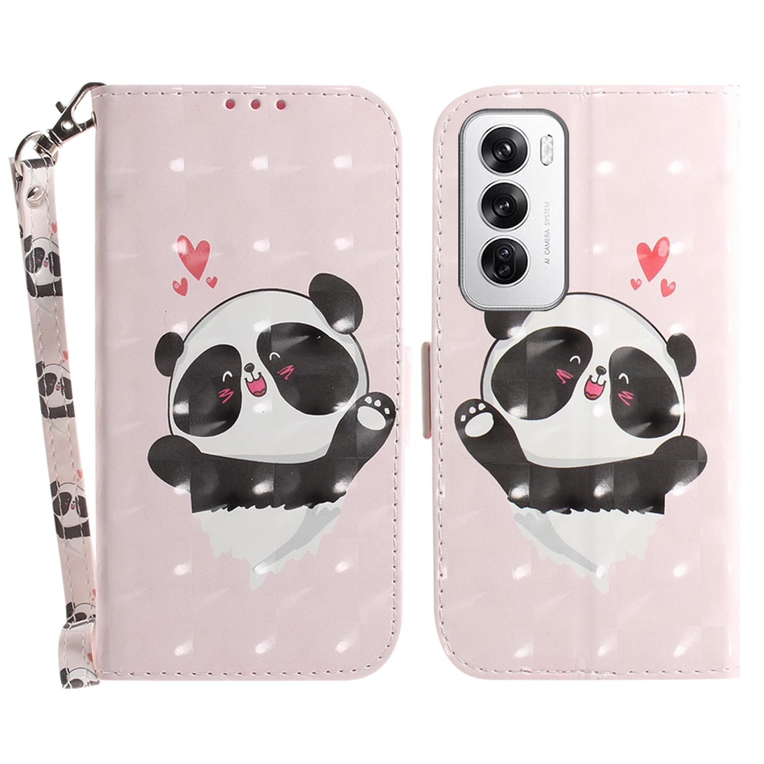 For Oppo Reno12 5G (Global) Case Leather Wallet Phone Cover 3D Pattern Print J