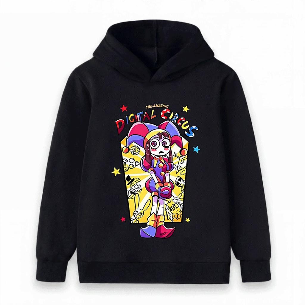 Kids Boys Girls Hoodie Sweatshirt The Amazing Digital Circus Print Casual Long Sleeve Pullover Tops For 3-12 Years Old Children