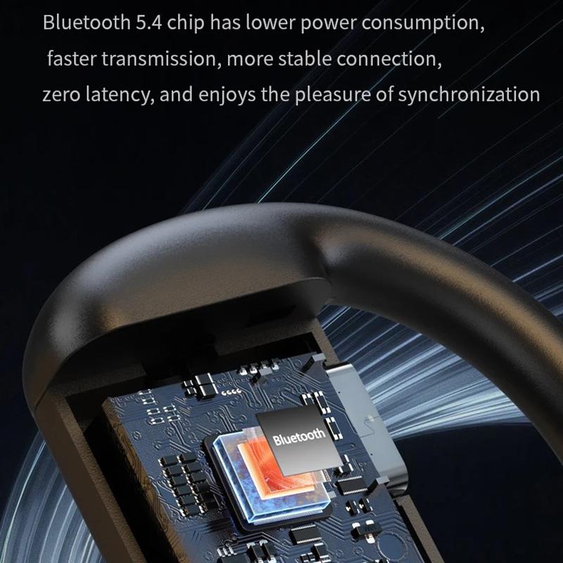 Åpne trådløse øretelefoner Bluetooth 5.4 Sport Business Musikk Ørekrok 180° Rotasjonsjustering Venstre og høyre headset