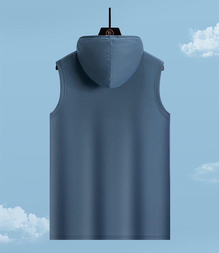 Gilet con Cappuccio Senza Maniche Uomo Rinfrescante Rapido, Manica Corta, Traspirante, Asciugatura Rapida, Assorbe il Sudore, alla Moda, Taglie Forti, Casual, Versatile per l'Estate