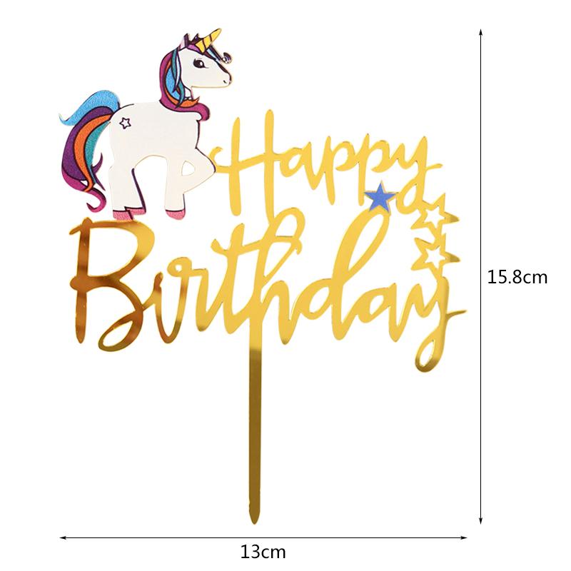 Acrylic Cake Topper Happy Birthday Cake Decorations For Baby Shower Mermaid Unicorn Party Supplies Wedding Dessert