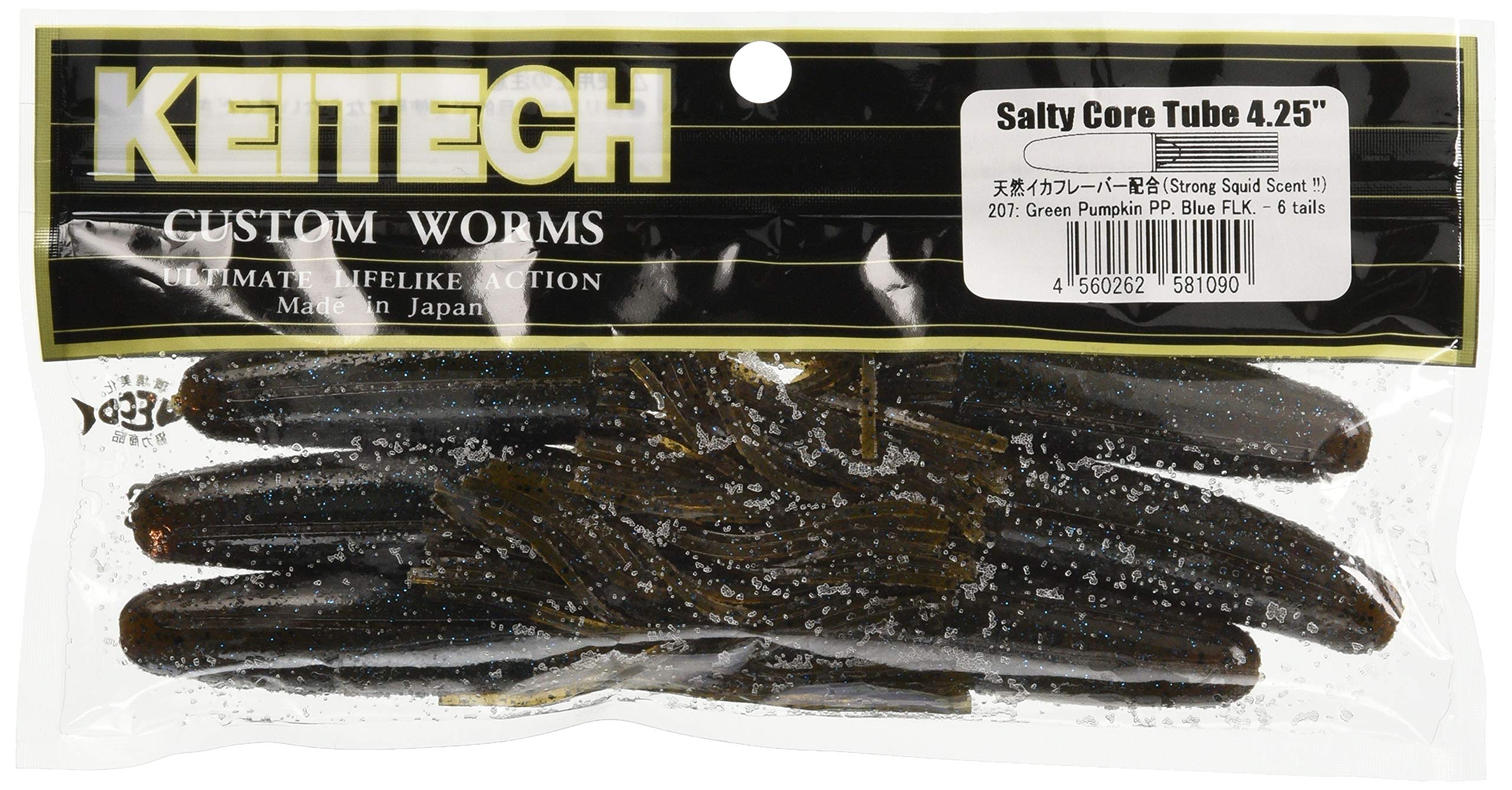 KEITECH Salty Core Tube inch Lure 207 Green Pumpkin Pepper Blue 4.25