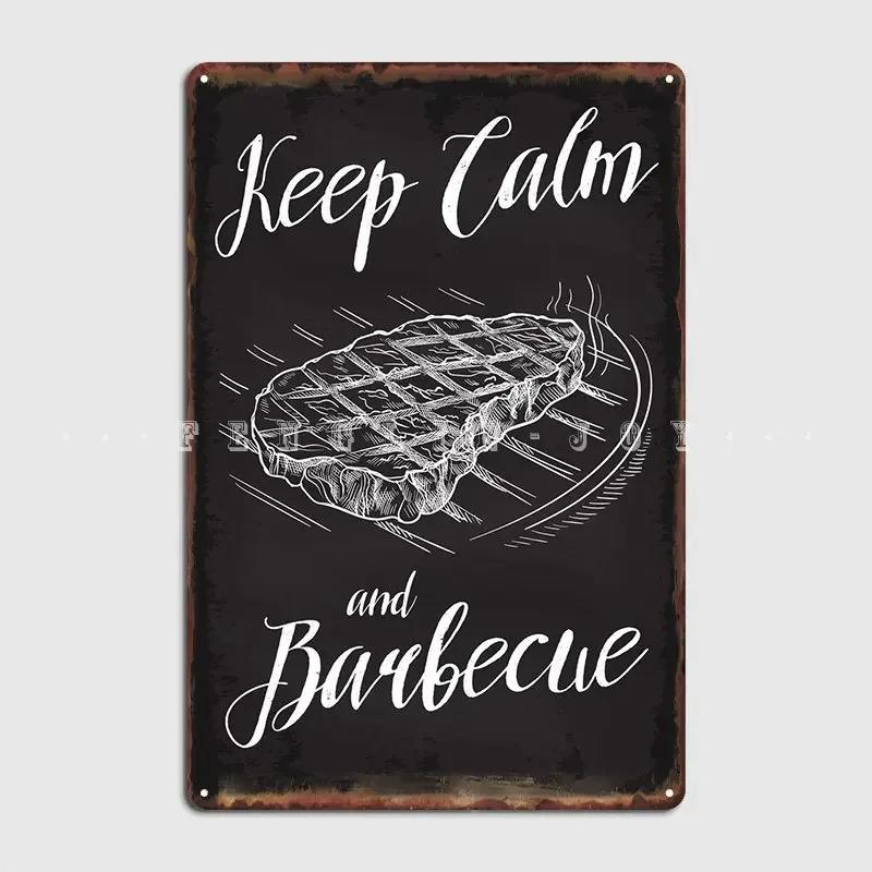 Keep Calm And Barbecue Metal Plaque Poster Wall Cave Club Bar Retro Plaques Tin Sign Posters