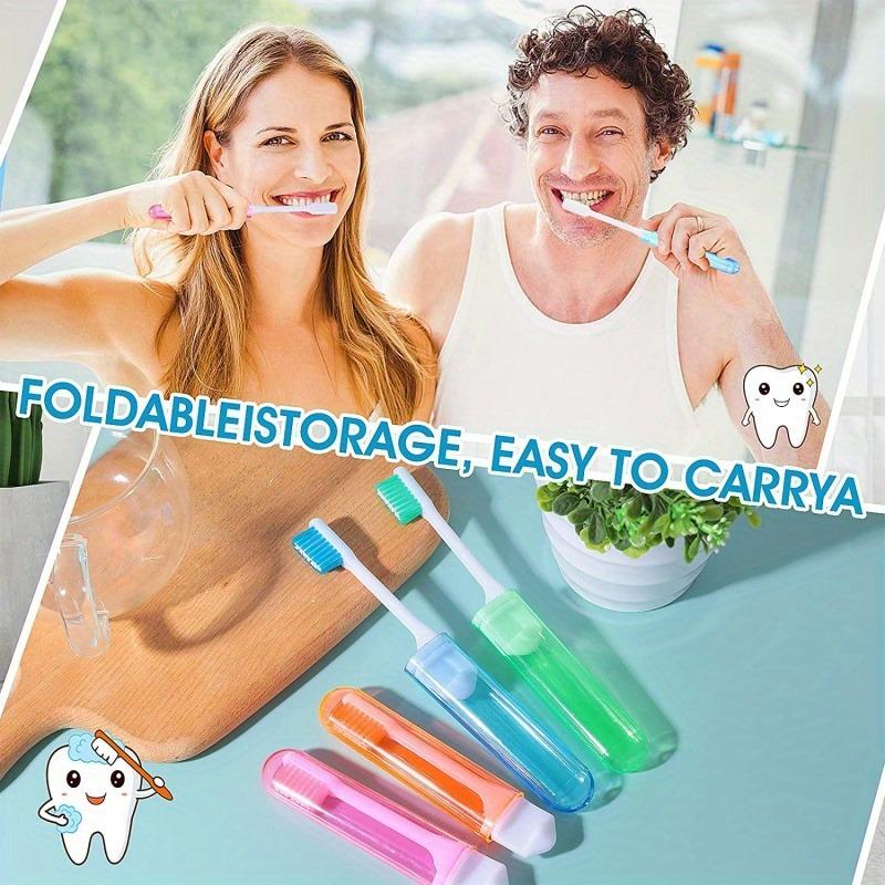 1/4pcs Folding Travel Toothbrush, Portable & Saves Space with Case, Soft Bristles for Camping Business Trips, Oral Care Kit