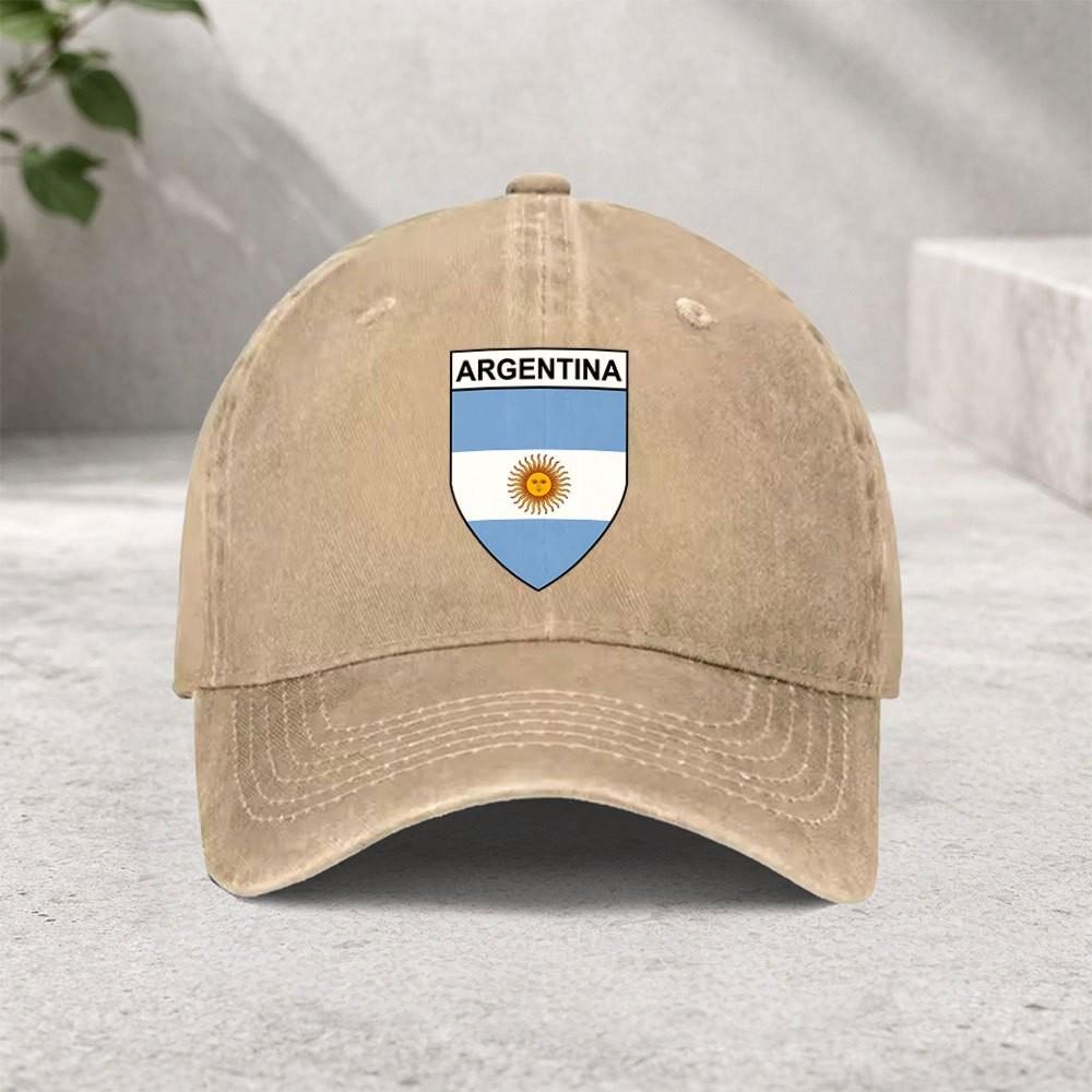 Argentina Flag Shield Baseball Cap Washed Cotton Adjustable Street HipHop Hat for Unisex