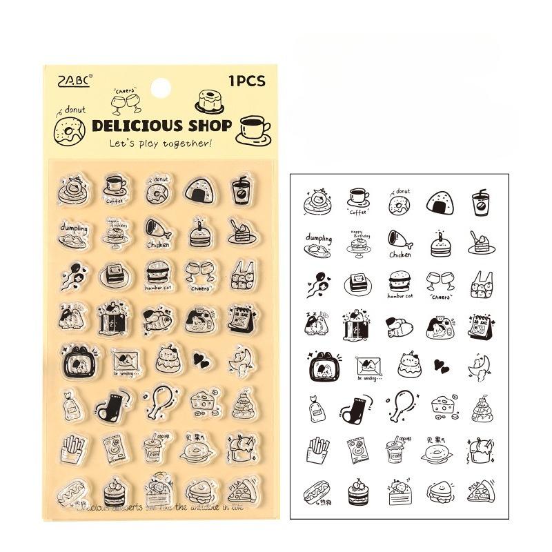 Kawaii Cartoon Silicone Scrapbook Stamp Cute Animal Snack Dessert Transparent Stamp DIY Decor Journaling Background Stamp