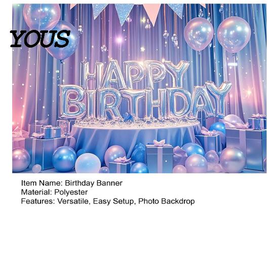 Birthday Celebration Banner Happy Backdrop, Party Photo Background Cloth for Celebration, Decorative Bunting Flag Decor Kids Women, Supplies