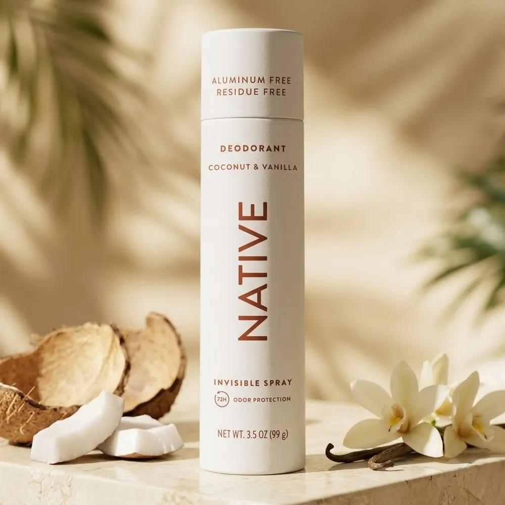 Native Aluminum-Free Deodorant Body Spray Coconut Vanilla Scent 99g