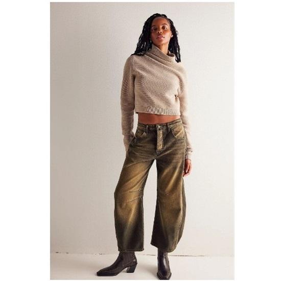 Women's Jeans Straight Tube Loose Fitting Multi Pocket Jeans Cropped Pants Casual Wide Leg Pants For Women