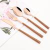3Pcs/Set Fork Spoon Chopsticks Cutlery Set Wood Handle Dinnerware Stainless Steel Tableware Western Kitchen Flatware