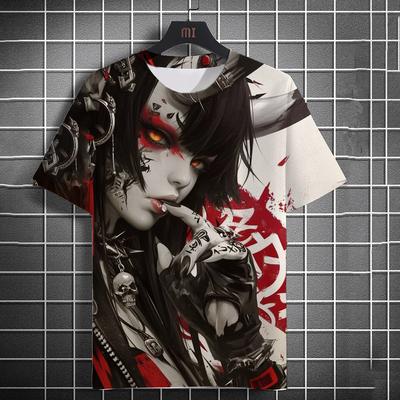 Men's and Women's Summer Fashion 3D Printing Anime Printing T-shirt Casual Polyester Round Neck Casual Short Sleeve Tees Top